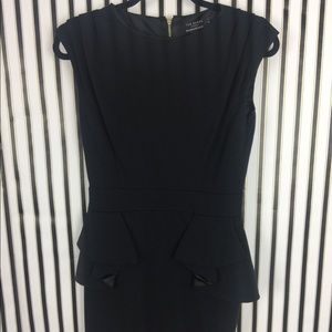 Ted Baker Black Peplum Sheath Fitted Dress